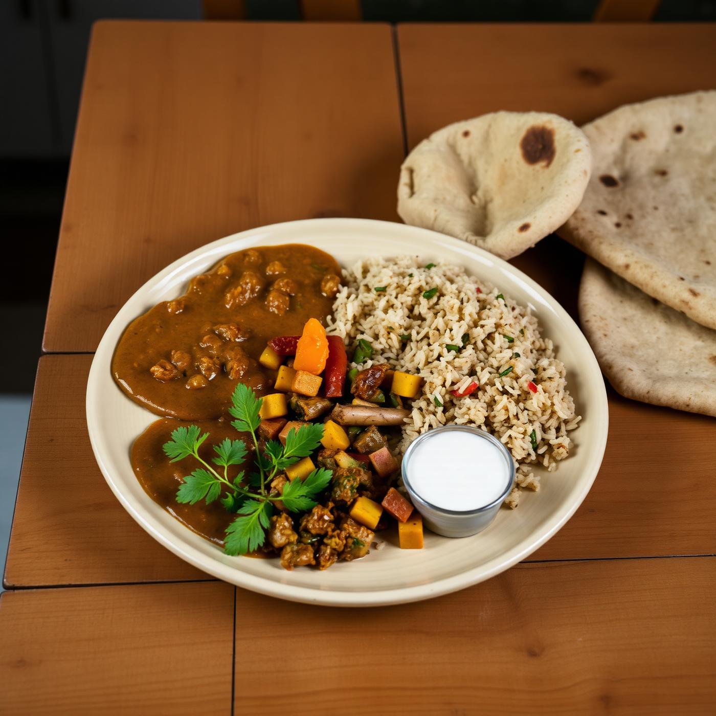 Home-cooked healthy Indian thali
